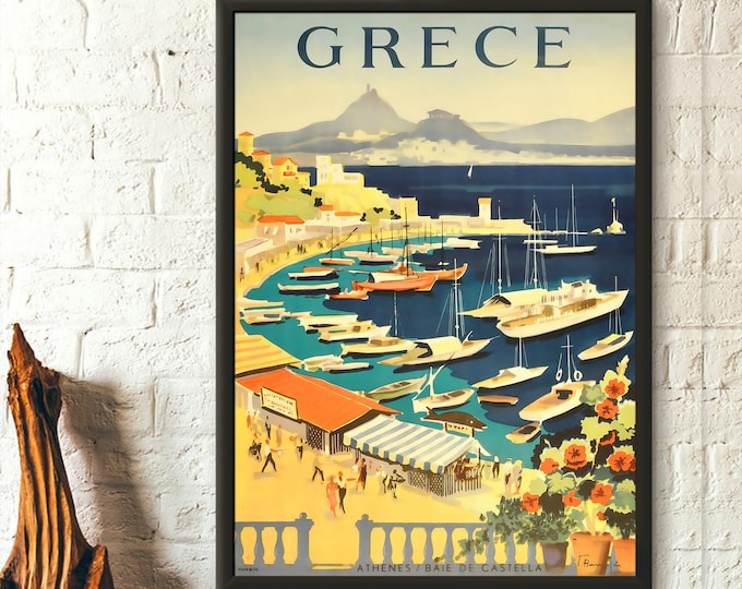 Premium Quality Poster: Greece Travel Print Vintage Travel Poster Travel Wall Art Greek Print Greece Poster Housewarming Greece Poster new