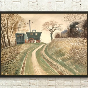 Eric Ravilious Art Print Caravans 1936 - Fine Art Poster Ravilious Wandkunst Landschaft Poster Geburtstag Geschenkidee Wohnkultur Wandkunst