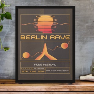 Berlin Rave Techno Poster - TransElectro Music Art Reproduction for Living Room Prints