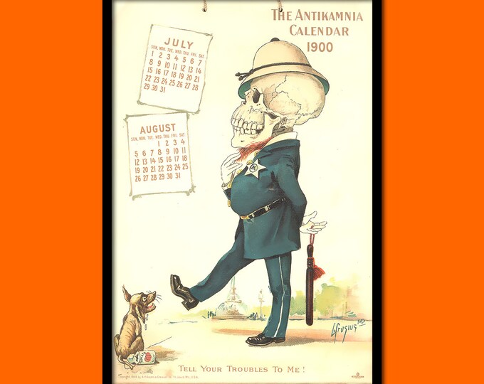 Antikamnia Calendar 1900 - Medical Decor Anatomical Print Medical Poster Funny Illustration Skeleton Poster Medical Wall Art Gift Idea