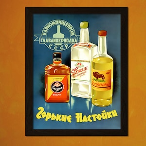 Póster de comida soviética - Decoración de pared de cocina con vodka vintage GRATIS