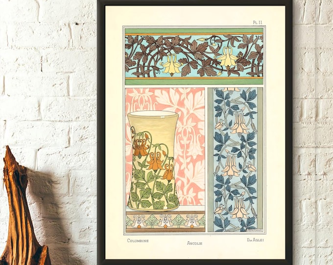 Premium Quality Poster: Plant Illustration Flower Print by Eugène Grasset 1898 Art Reproduction Wall Art
