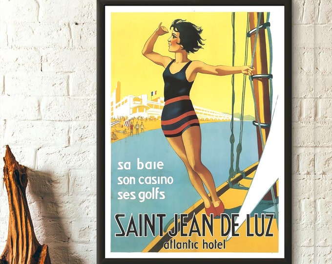 Vintage Travel Poster Saint Jean De Luz France - Basque Wall Art Print Perfect Gift Idea