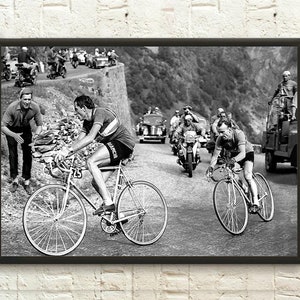 Tour De France Photography Print - Fausto Coppi Poster Jean Robic Tour de France Poster Cycling Poster Bike Prints Birthday Gift Idea