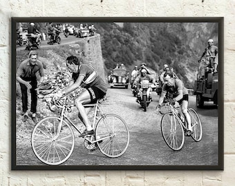 Tour De France Photography Print - Fausto Coppi Poster Jean Robic Tour de France Poster Cycling Poster Bike Prints Birthday Gift Idea