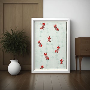 Arte de parede de peixinho dourado sem costura - Impressão Ukiyo-e do Período Edo - Decoração de parede japonesa