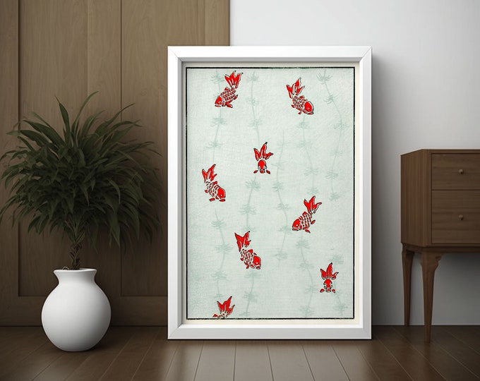 Seamless Goldfish Wall Art - Ukiyo-e Print from Edo Period - Japanese Wall Decor