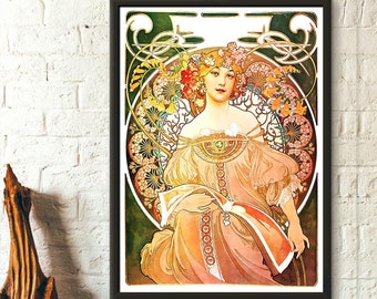 Alphonse Mucha Print Art Nouveau Print "Réverie" 1897 - Alphonse Mucha Print Art Nouveau Poster Mucha Reproduction Birthday Gift Idea