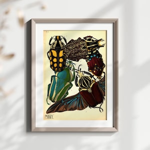 Bunter Käfer Wand-Kunst-Druck Vintage Insekten-Dekor für Entomologie-Liebhaber Home Office-Dekoration