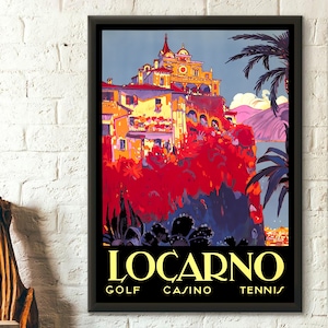 Impresión de viaje de Suiza Póster de Locarno Póster de viaje de Suiza Arte mural de viajes Impresiones suizas Impresiones de Suiza Impresión de Locarno