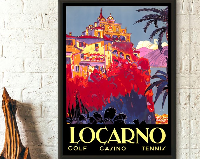 Switzerland Travel Print Locarno Poster Swiss Travel Poster Travel Wall Art Swiss Prints Switzerland Prints Locarno Print