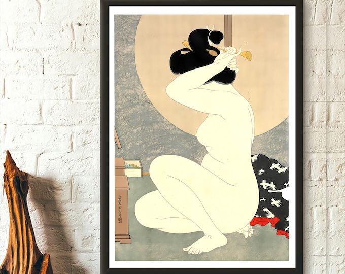Wall Art Japan Art A Nude Lady Arranging Her Hair 1932 Hakuho Hirano Print Ukiyo Poster Japan Art Japan Wall Art Japanese Wall Art