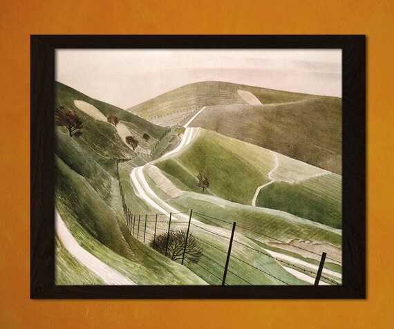 Eric Ravilious dos mujeres en un jardín 12x16 pulgadas impresión arte enmarcado