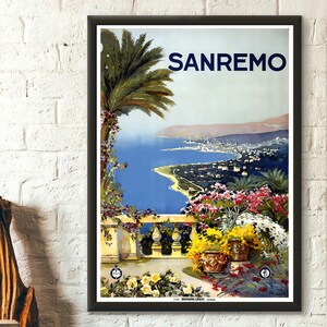 Póster de viaje vintage de San Remo, Italia, impresión artística de pared, decoración de viaje premium