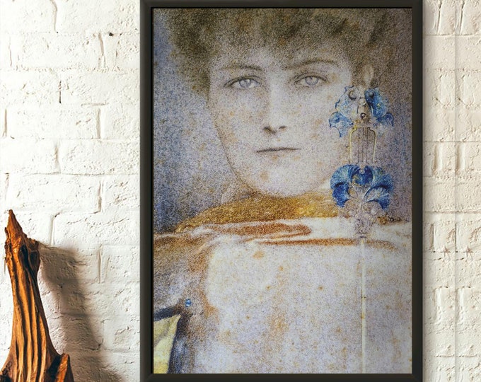 Portrait of Woman  - Fernand Khnopff – Un masque au manteau blanc  1907 Art Reproduction - Living Room Prints Art Reproduction Wall Art