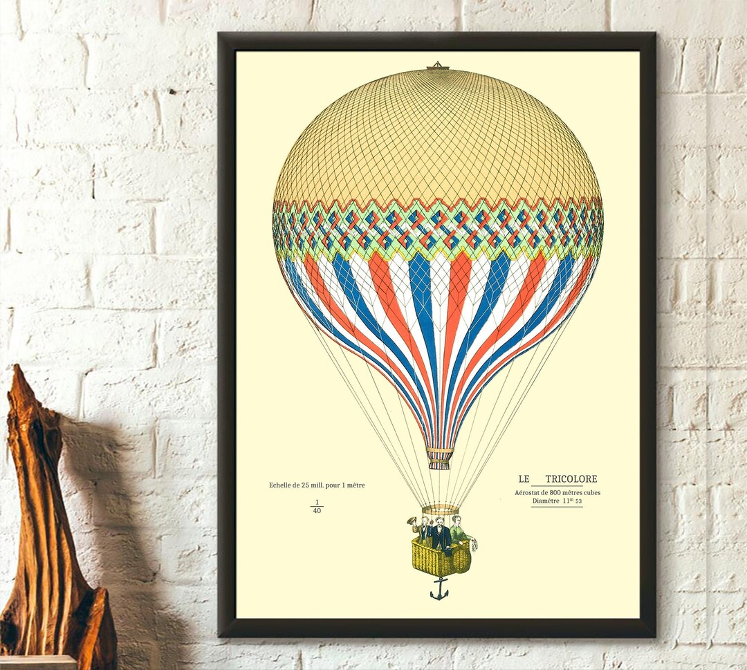 Hot Air Balloon Poster Le Tricolore France, Airballoon Drawin ...