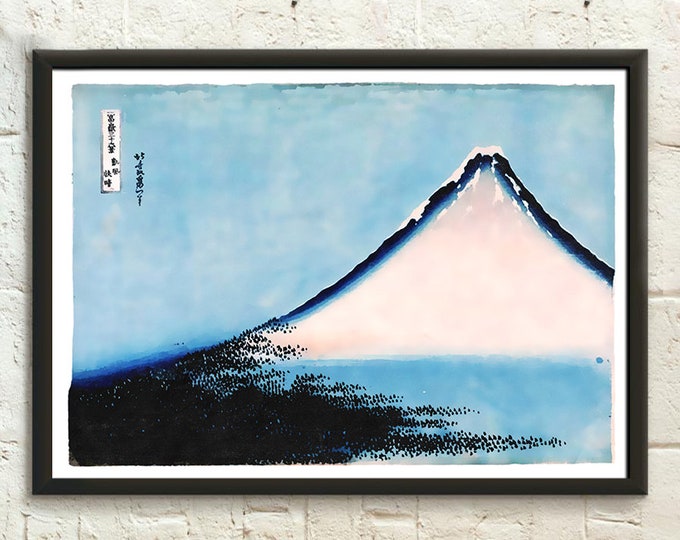 Hokusai Blue Fuji Art Print  Japanese Mount Fuji Poster Art Reproduction