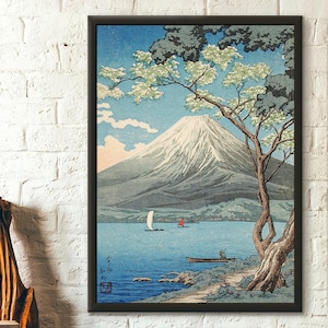 Mount Fuji from Lake Yamanaka - Takahashi Hiroaki Print Japan Wall Art Ukiyo-e Poster Hiroaki Poster Japanese Print Fuji Poster Gift Idea