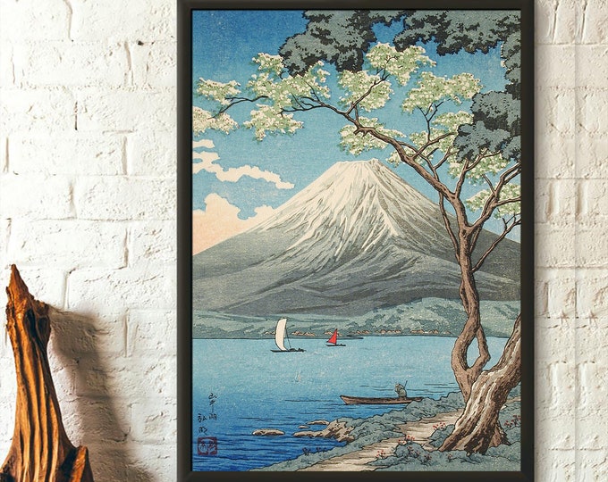 Mount Fuji from Lake Yamanaka - Takahashi Hiroaki Print Japan Wall Art Ukiyo-e Poster Hiroaki Poster Japanese Print Fuji Poster Gift Idea