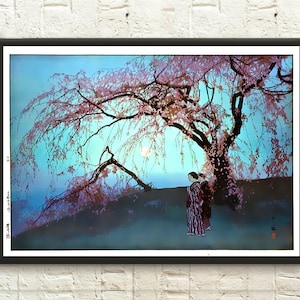 Kirschbaum Kumoi Druck von Hiroshi Yoshida Sakura Wand Kunst Ukiyo-e Japanisches Poster
