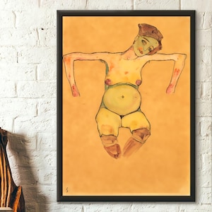Egon Schiele Print - Schwangere Frau 1910 Kunstwerk - Vintage Kunst Dekor für Wohnzimmer Geschenkidee