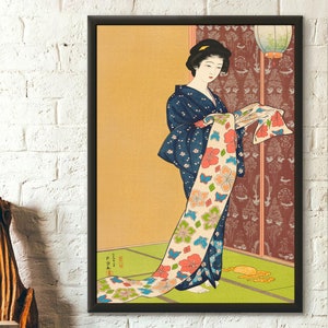 Póster Ukiyo-e de una chica con traje de verano de Hashiguchi Goyo, impresión artística japonesa, decoración, regalo de cumpleaños