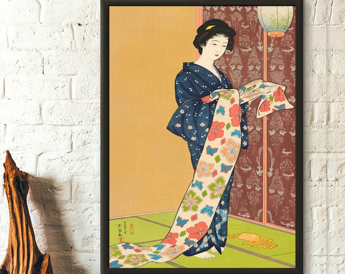 Ukiyo-e Poster Girl in Summer Costume by Hashiguchi Goyo Fine Art Print Japanese Art Decor Birthday Gift