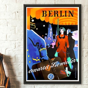 Poster in Premium Qualität: Berlin Travel Print 1955 Vintage Poster für die Wanddekoration Deutschland