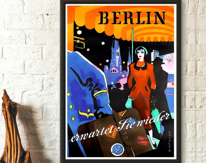 Premium Quality Poster: Berlin Travel Print 1955 Vintage Poster for Wall Decor Germany