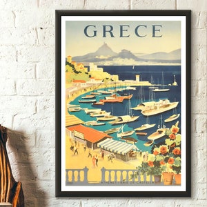 Poster da parete di qualità premium con arte di viaggio greca, perfetto per la casa.