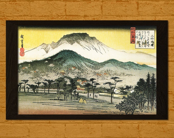 Evening View of a Temple in the Hills -Hiroshige Poster Ukiyo-e Poster Vintage Fine Art Print Retro Home Decorating Japanese Art Gift Idea