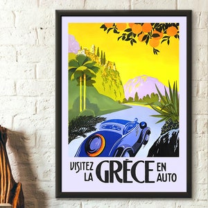 GREECE TRAVEL PRINT Vintage griechische Plakatkunst Wanddekoration für Reisende