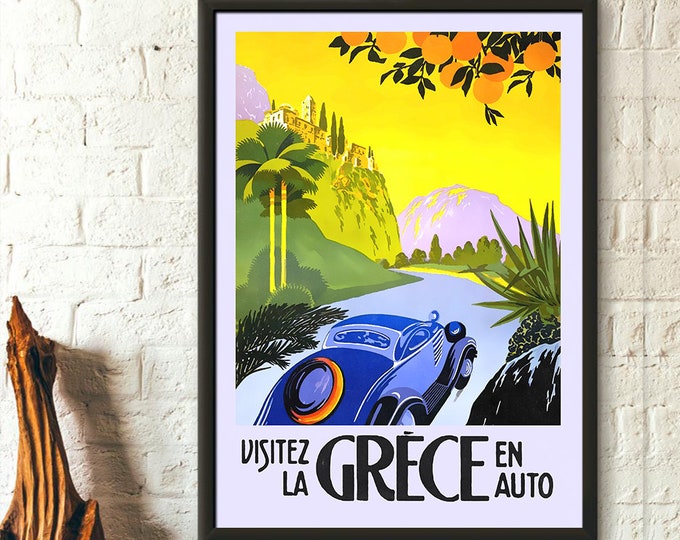 GREECE TRAVEL PRINT  Vintage Greek Poster Art  Wall Decor for Travelers