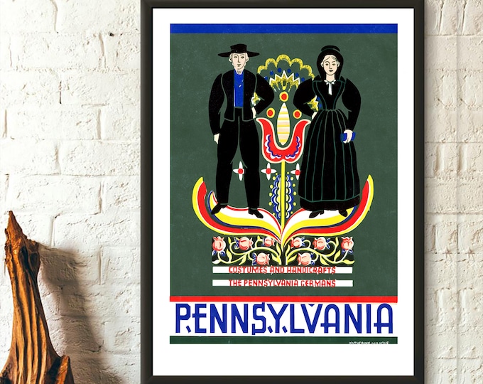 Pennsylvania Poster - Pennsylvania Vintage Print Poster Travel Pennsylvania Print Home Decor Wall Art