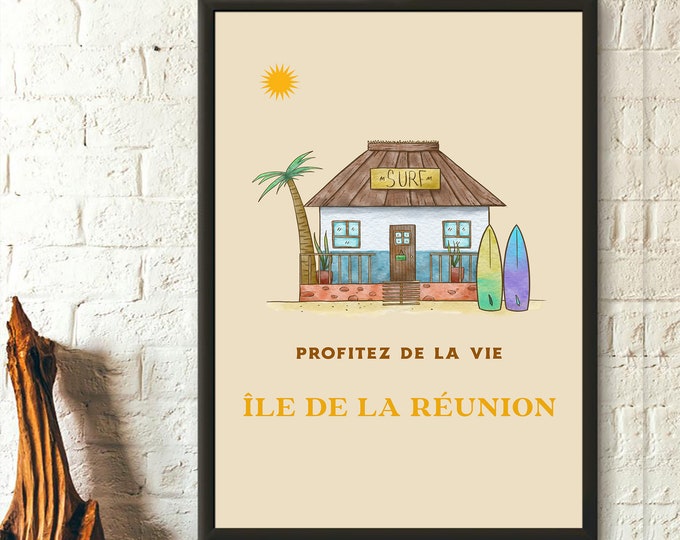 Premium Quality Poster: Poster Île de la Réunion Affiche Île de la Réunion Wall Art