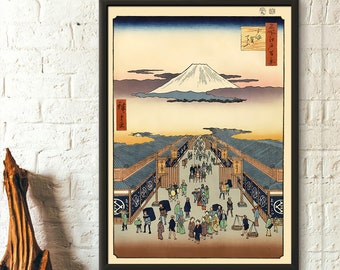 Suruga-chô 1856 - Hiroshige Ukiyo-e Vintage Fine Art Print Retro Home Decorating Japanese Prints  Japanese Art Oriental Art Edot Wall Art