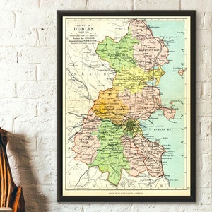 1897 Landkarte von Irland County of Dublin - Karte von Irland - Antike Karte Reproduktion Irland Karte Poster irisches Poster - Wohnzimmerdruck