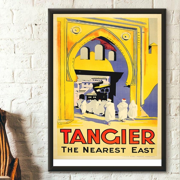 Impression voyage au Maroc - Affiche Tanger vintage Affiche de voyage, Déco de voyage, Idée cadeau d'anniversaire, Art mural de voyage, Art mural marocain