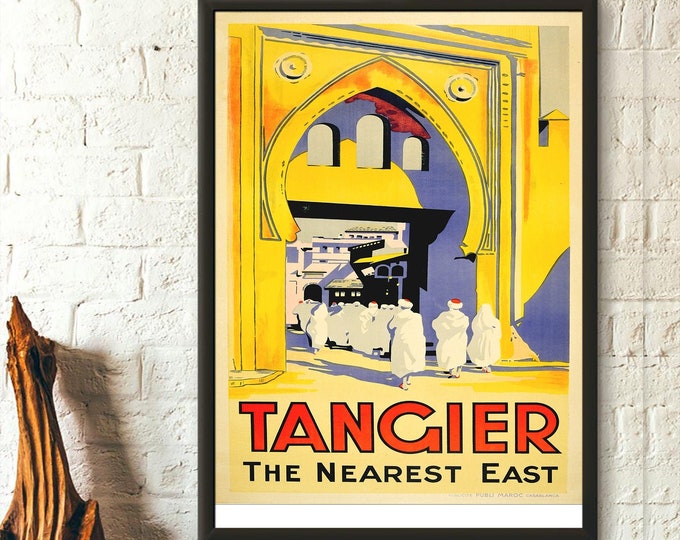 Morocco Travel Poster Vintage Tangier Wall Art Premium Quality Decor for Home  Office
