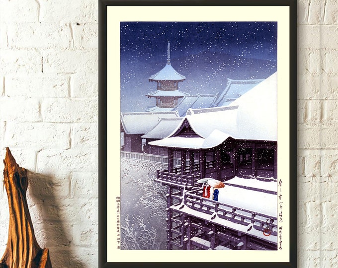 Spring Snow at Kiyomizu Kyoto 1929 Kawase Hasui Print Ukiyo-e Poster Japanese Art Japan Wall Art Kawase Poster Japanese Decor Wall Art