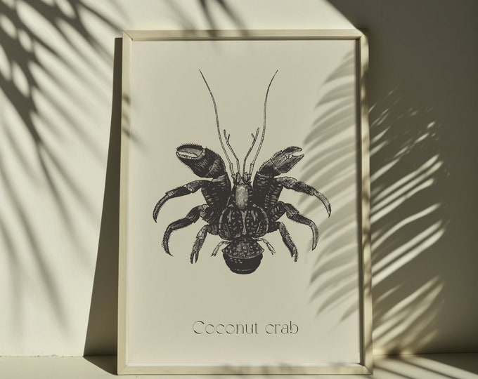 Wall Art Vintage Coconut Crab Print - Marine Art Vintage Poster Marine Wall Art Seaside Decor -  Create Your Own Set From Our Shop. Wall Art