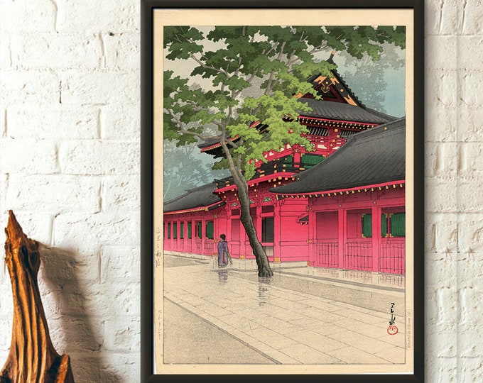 After the Rain at Sanno 1938 - Kawase Hasui Print Japanese Print Ukiyo-e Poster Japan Wall Art Hasui Poster Japanese Decor Art Reproduction