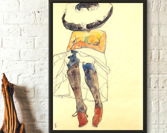 Premium Quality Poster: Egon Schiele Print 1910 Fine Art Print Giclee Prints Schiele Poster Reproduction Schiele Wall Art  Wall Art