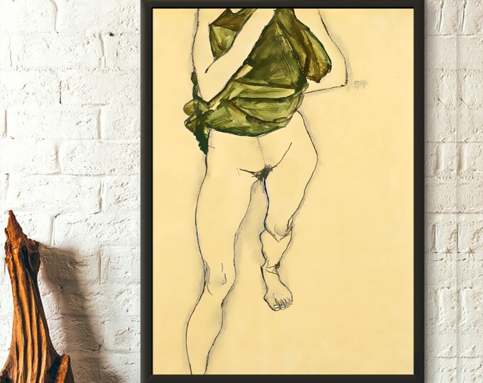 Egon Schiele Print Striding Torso In Green Blouse 1913 Schiele Poster Giclee Print Schiele Poster Schiele Wall Art Wall Art