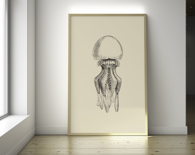 Vintage Jellyfish Poster -  Nautical Print Sea Life Poster Jellyfish Poster Gift Idea. Create your own set from our store. Wall Art