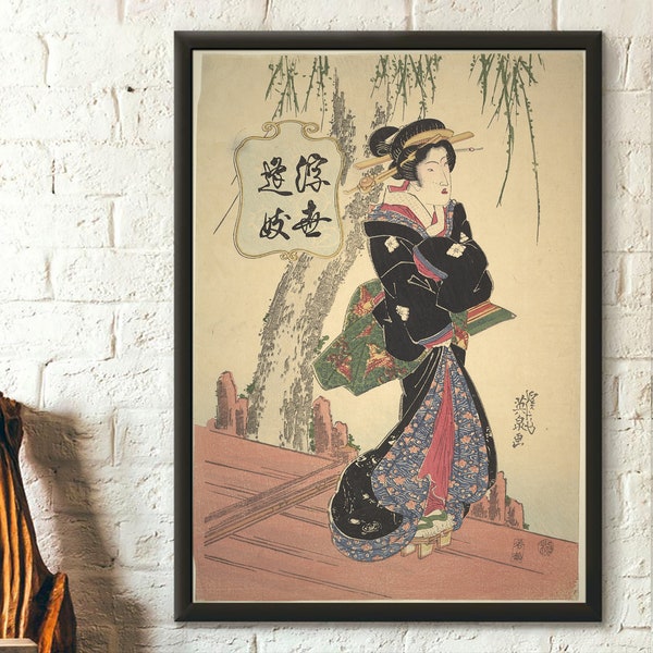 A Courtesan of the Floating World - Keisai Eisen Print Japanese Art Geisha Poster Japan Wall Art Edo Period Eisan Poster Japan Art Gift Idea
