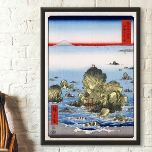 Futamigaura en la provincia de Ise 1858 Obra de Hiroshige Ukiyo-e Impresiones japonesas Arte japonés Período Edo Póster del Monte Fuji