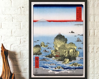 Futamigaura in Ise Province 1858 - Hiroshige Artwork Ukiyo-e Japanese Prints Japanese Art Edo Period Mount Fuji Poster - Living Room Prints