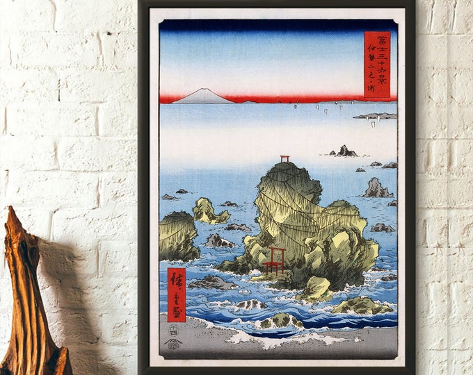 Futamigaura in Ise Province 1858 Hiroshige Artwork Ukiyo-e Japanese Prints Japanese Art Edo Period Mount Fuji Poster