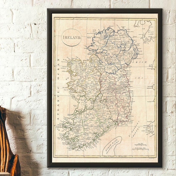 1799 Map Of Ireland - Antique Map Reproduction Ireland Map Poster Ireland Poster Map Wall Art Housewarming Gift Idea Birthda